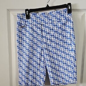 Premise Blue and White Seahorse Print Shorts